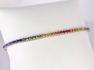 Bracelet fin arc en ciel de saphirs