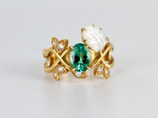 Bague plume de nacre