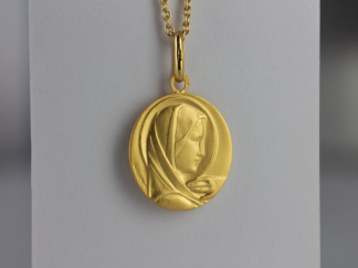 Pendentif médaille Vierge au voile or jaune