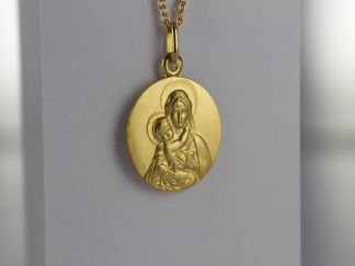 Pendentif médaille Vierge à l'enfant or jaune