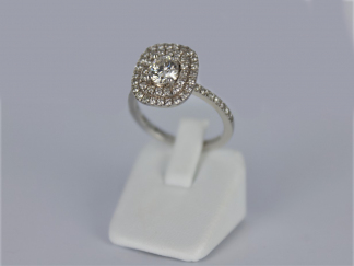 Bague or Blanc double entourage Brillants