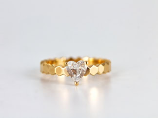 Alliance cœur diamant or Rose