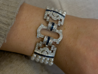 Bracelet en perles, diamants et saphir