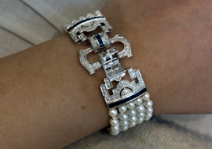 Bracelet en perles, diamants et saphir – Image 2