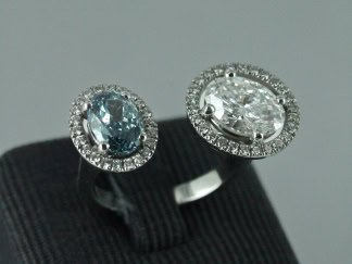 Bague duo en or blanc sertie de diamants de synthèse