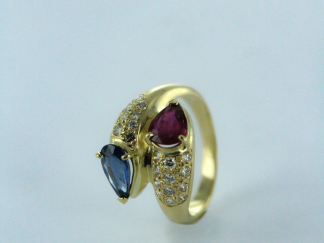 Bague "toi et moi" en or jaune