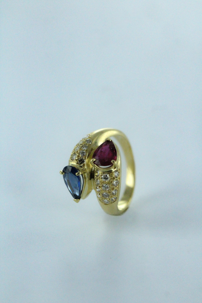 Bague "toi et moi" en or jaune