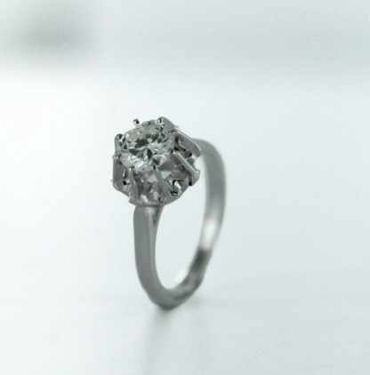 Solitaire diamant en or blanc 18 K